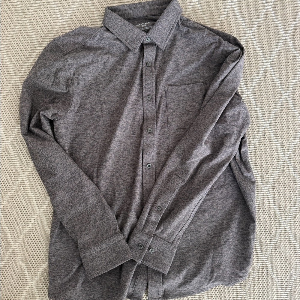 RHONE Charcoal Casual Button-Down Shirt